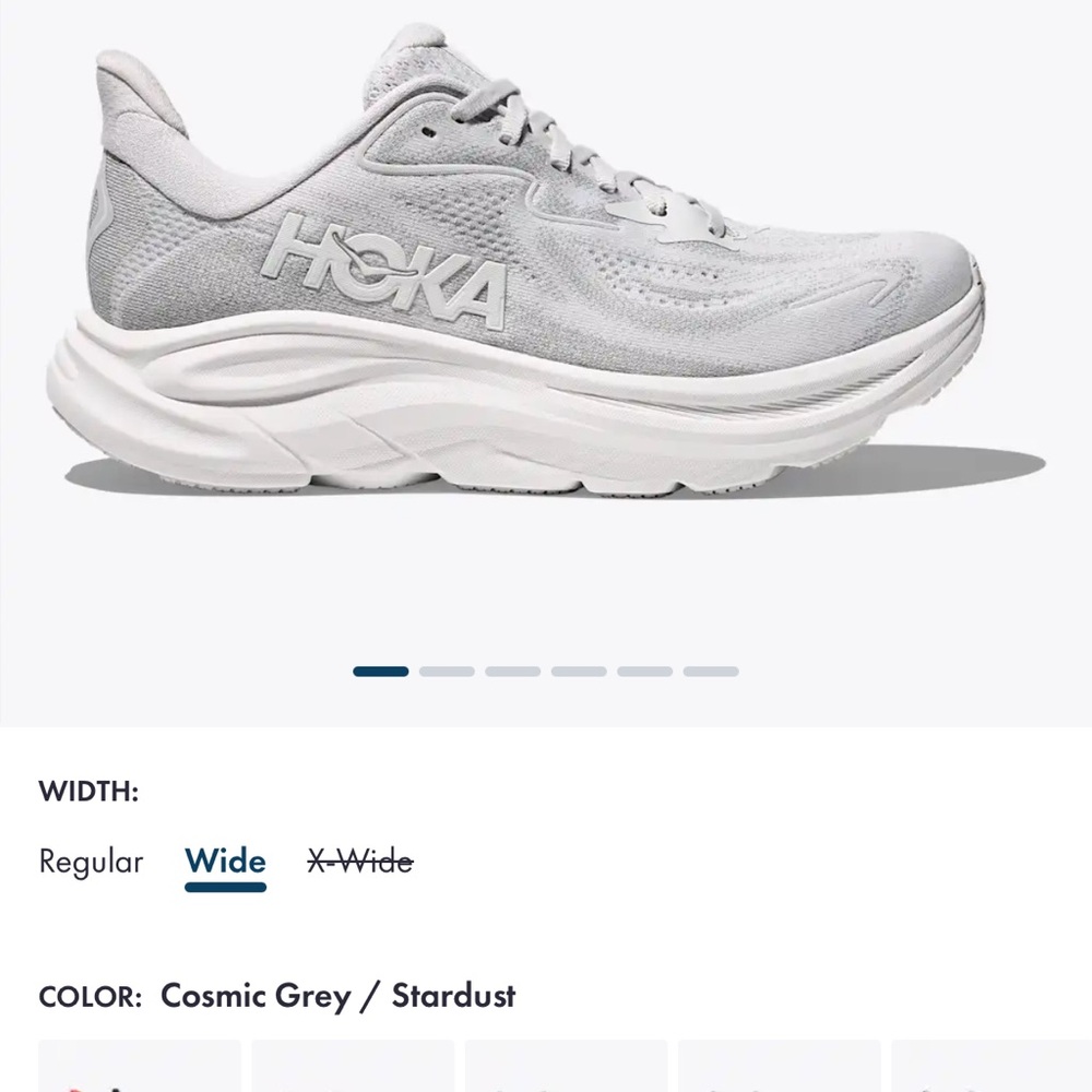 HOKA Cosmic Grey Running Shoe - Wide